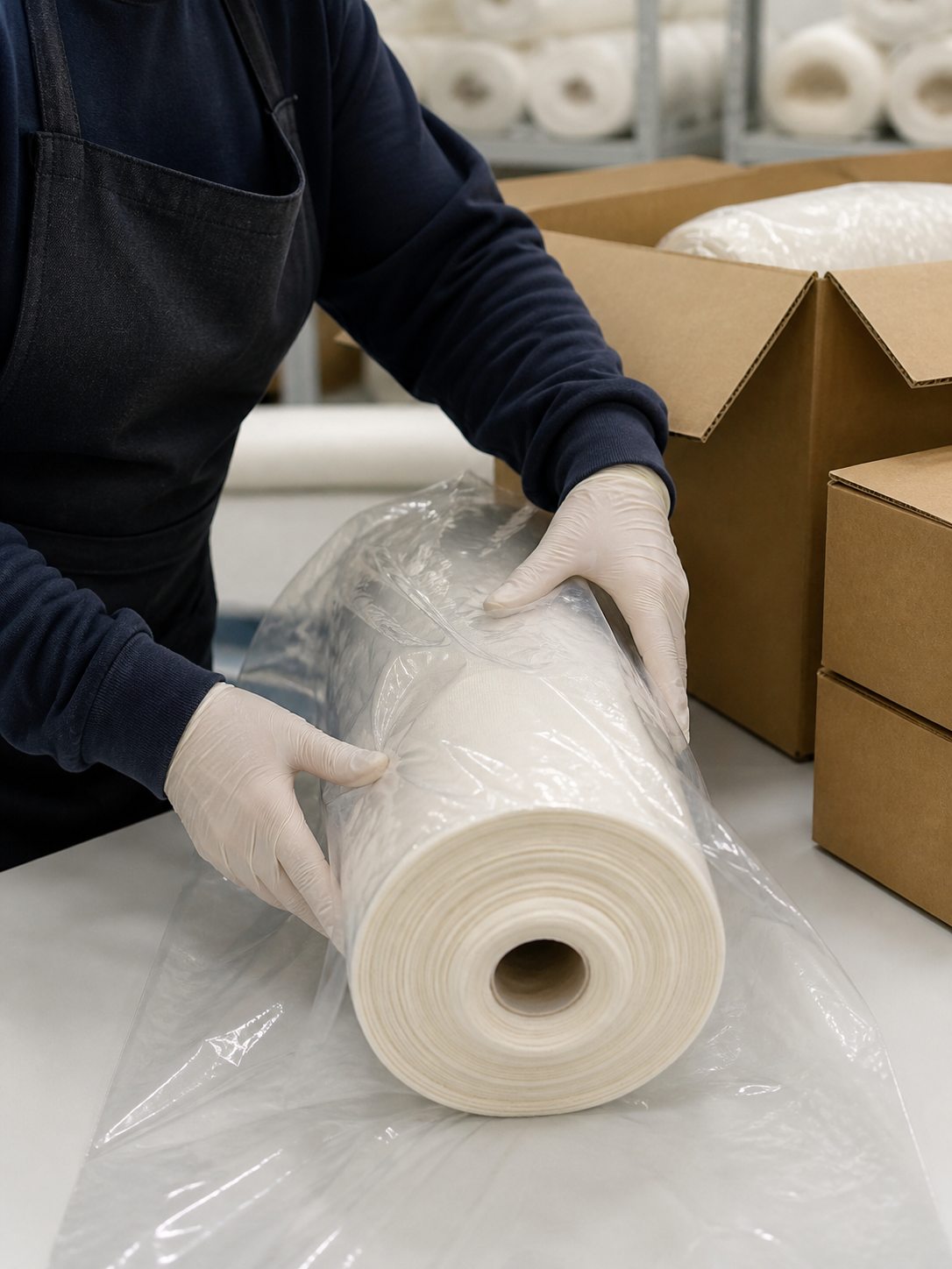 Packaging stage of the Sarvoknit manufacturing process