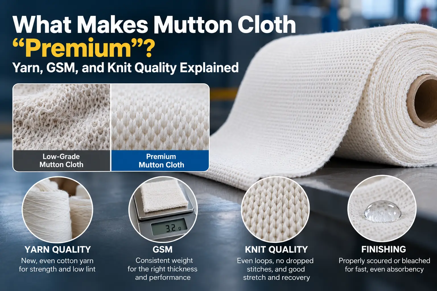 premium cotton mutton cloth rolls by Sarvoknit